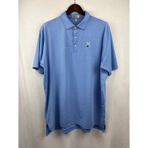 Men’s Peter Millar XL Light & Dark Blue Pinstriped Golf Shirt